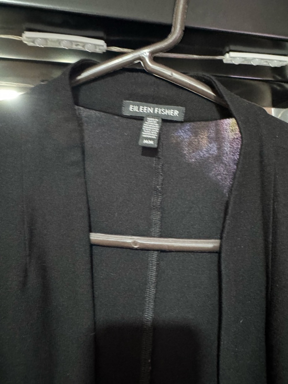 Eileen Fisher Black Open Drape Collar Jacket